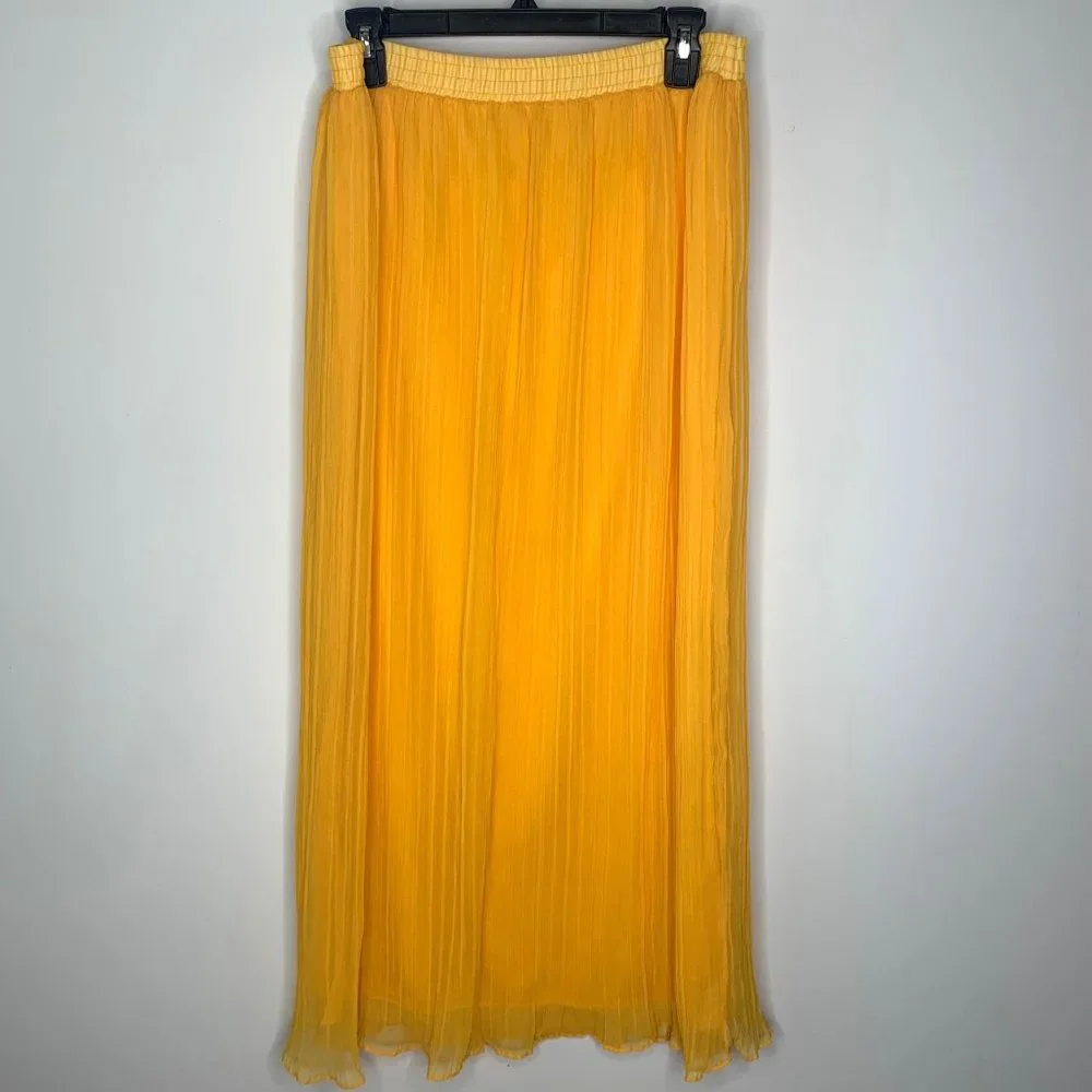 RESCALA Vintage Yellow Pleated Full Length‎ Skirt OS